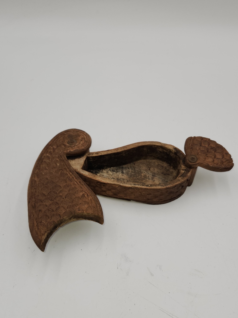 Antique Wood Wooden Kum Kum Powder Tika Box Original Old Hand Carved puzzle